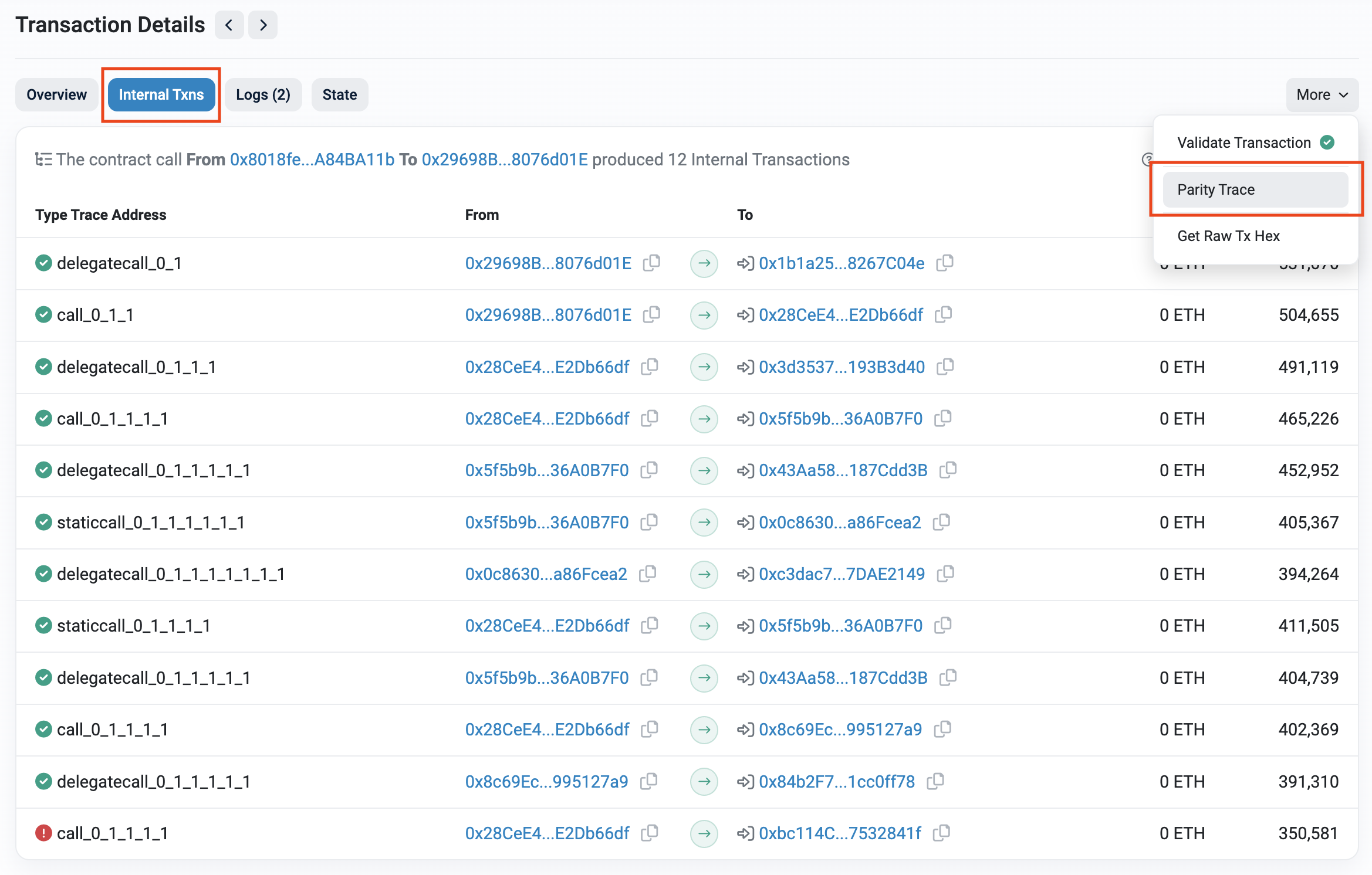 Finding the Parity trace on Etherscan